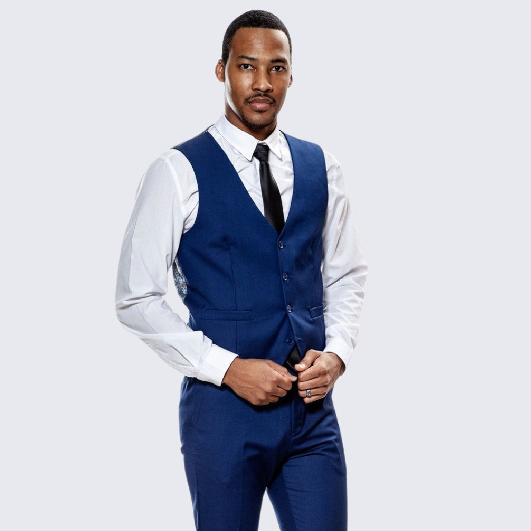 [DISCOUNTED] Indigo Blue Skinny Fit Suit Three Piece Set - Limited Sizes