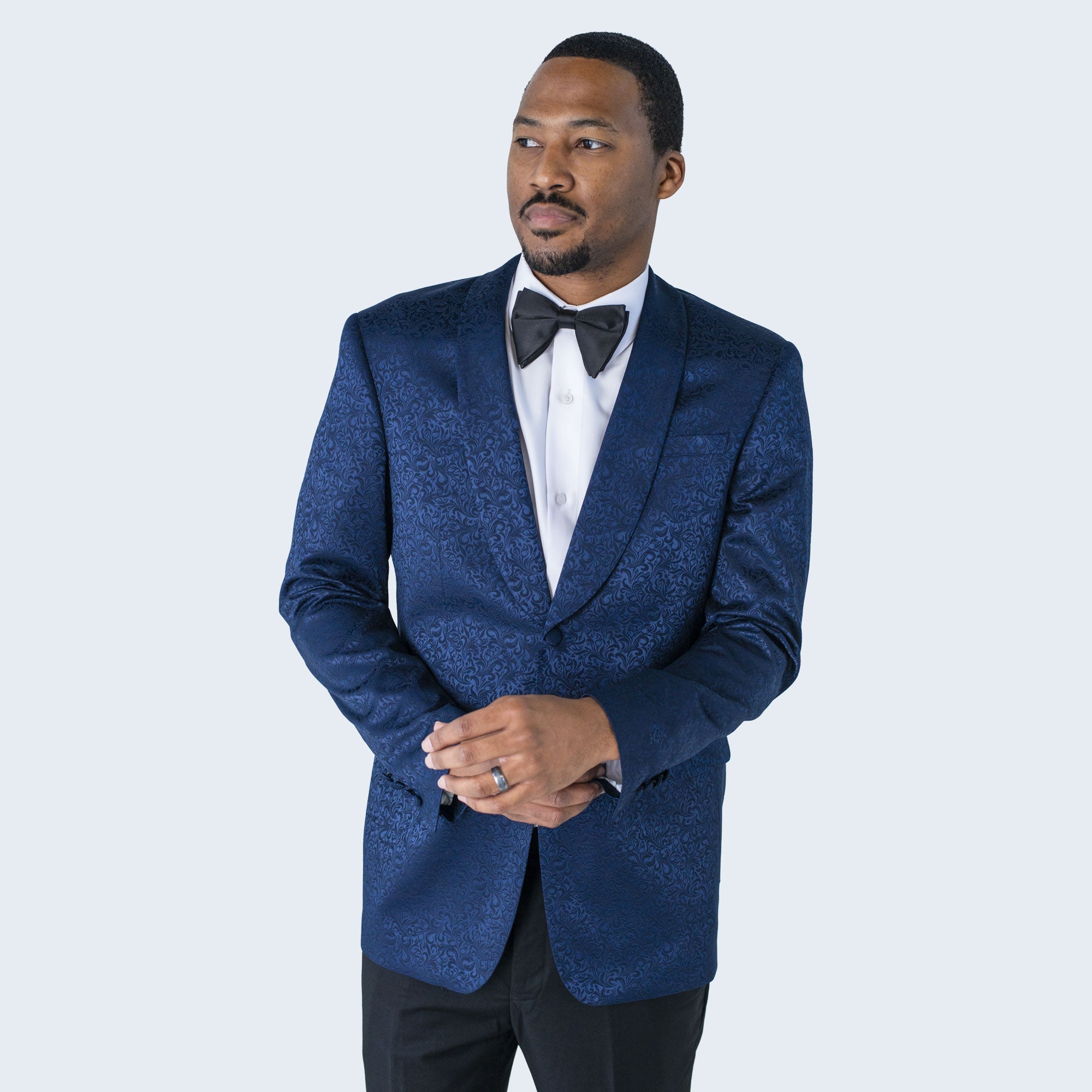 Men's Blue Paisley Jacket with Shawl Lapel Slim Fit - Wedding - Prom