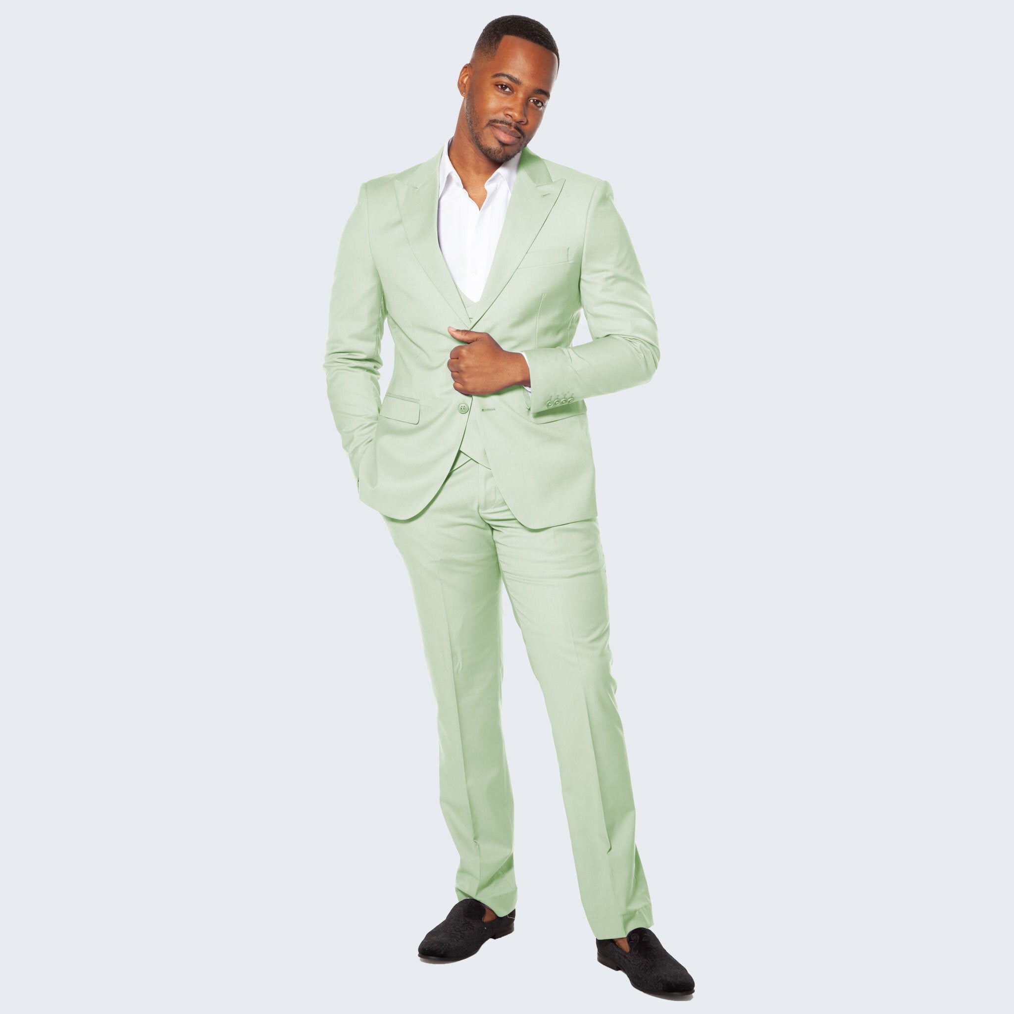 [DISCOUNTED] Men's Mint Green Suit Three Piece Set - Limited Sizes