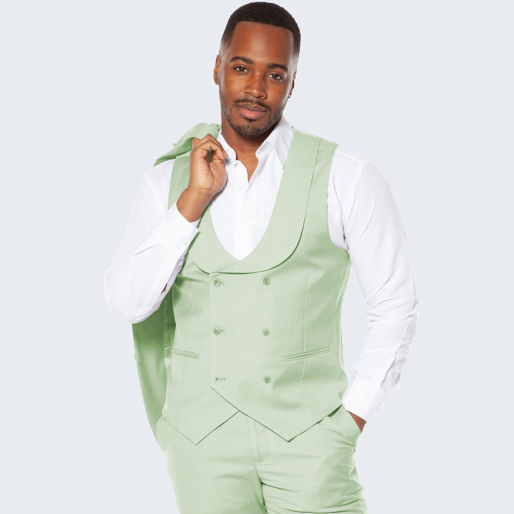 Mint Green Tuxedo with Textured Pattern Four Piece Set - Wedding - Prom