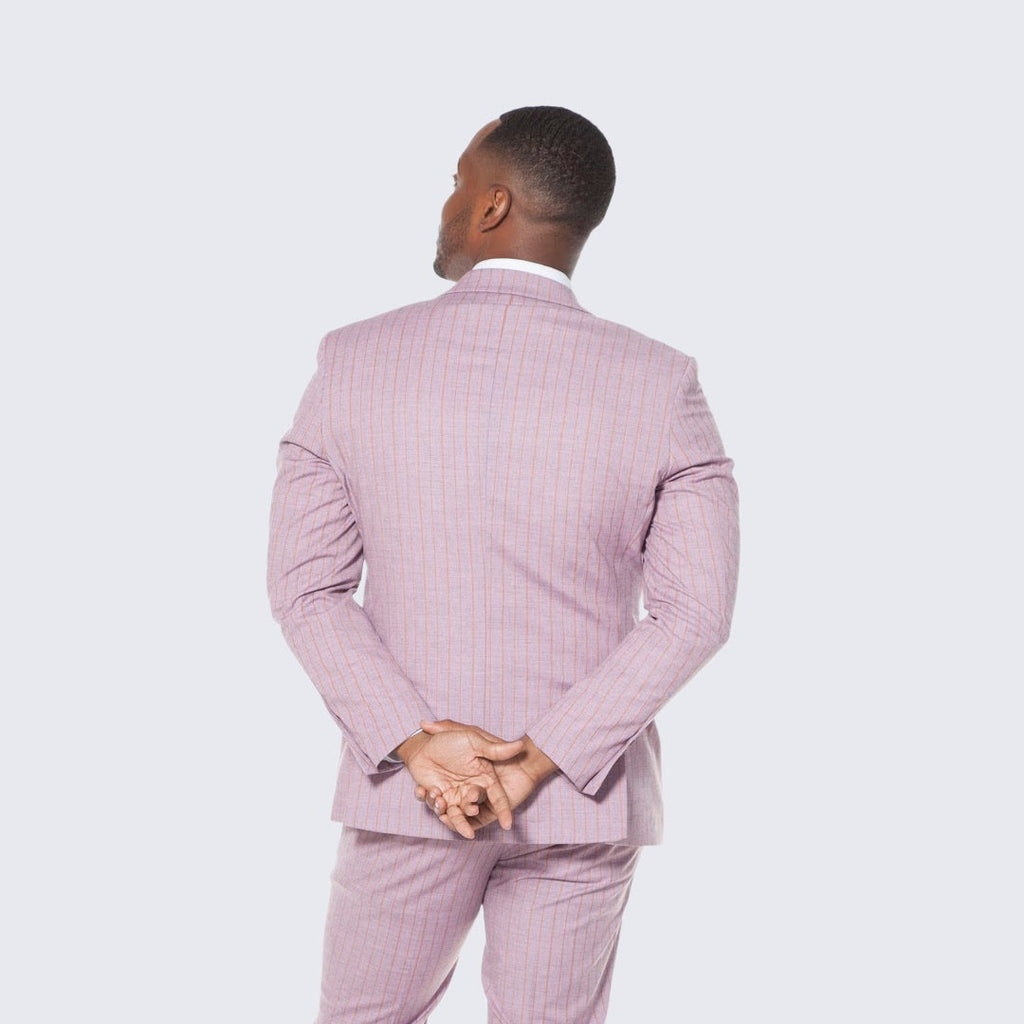 [DISCOUNTED] Dusty Rose Suit with Pinstripes Three Piece Set - Limited Sizes