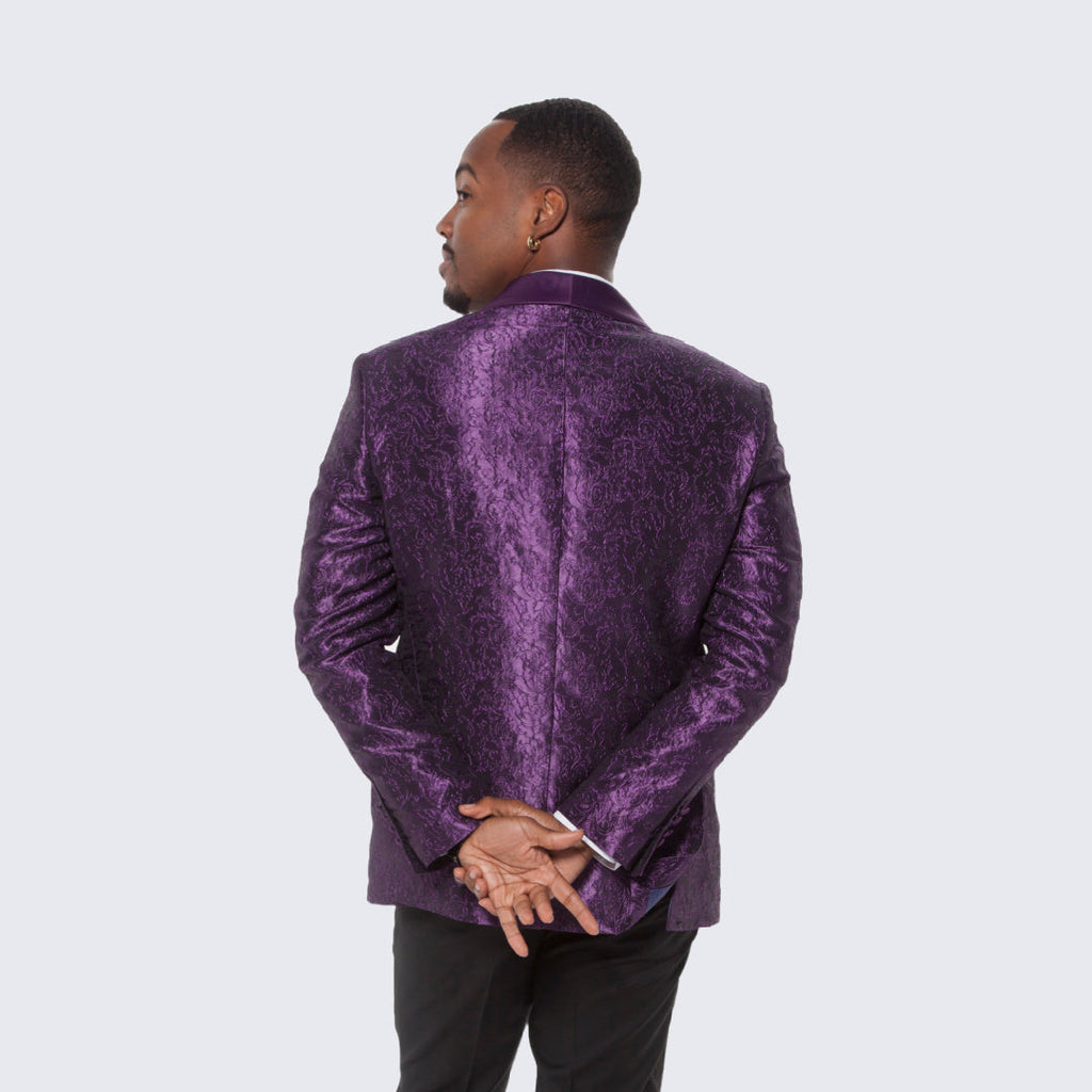 [DISCOUNTED] Purple Paisley Tuxedo Jacket Slim Fit - Limited Sizes