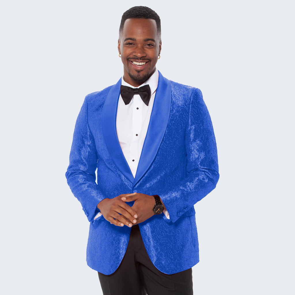 [DISCOUNTED] Royal Blue Paisley Tuxedo Jacket Slim Fit - Limited Sizes