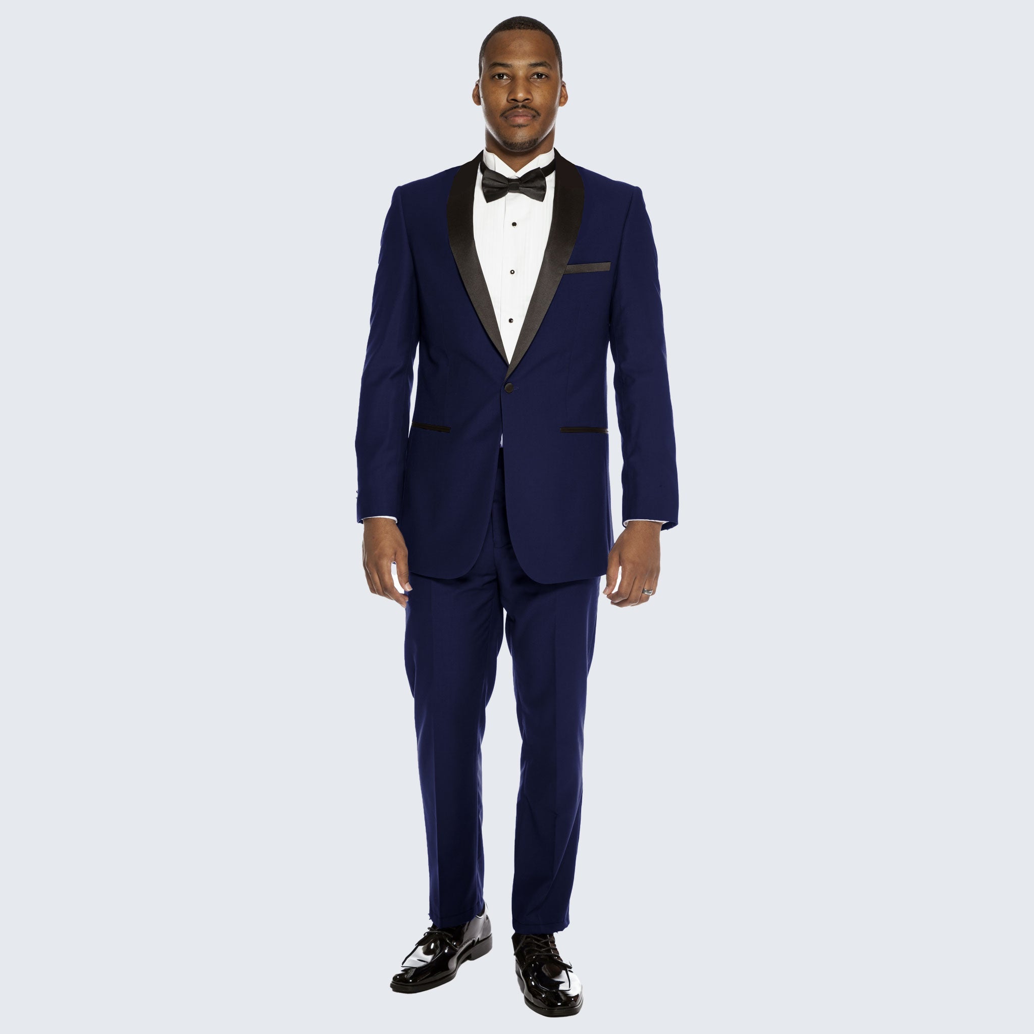 [DISCOUNTED] Navy Midnight Blue Tuxedo With Black Shawl Lapel Slim Fit - Limited Sizes