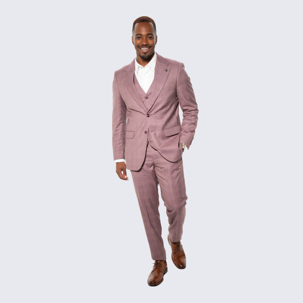 [DISCOUNTED]  Lilac Glen Check Hybrid Fit Suit by Stacy Adams - Limited Sizes