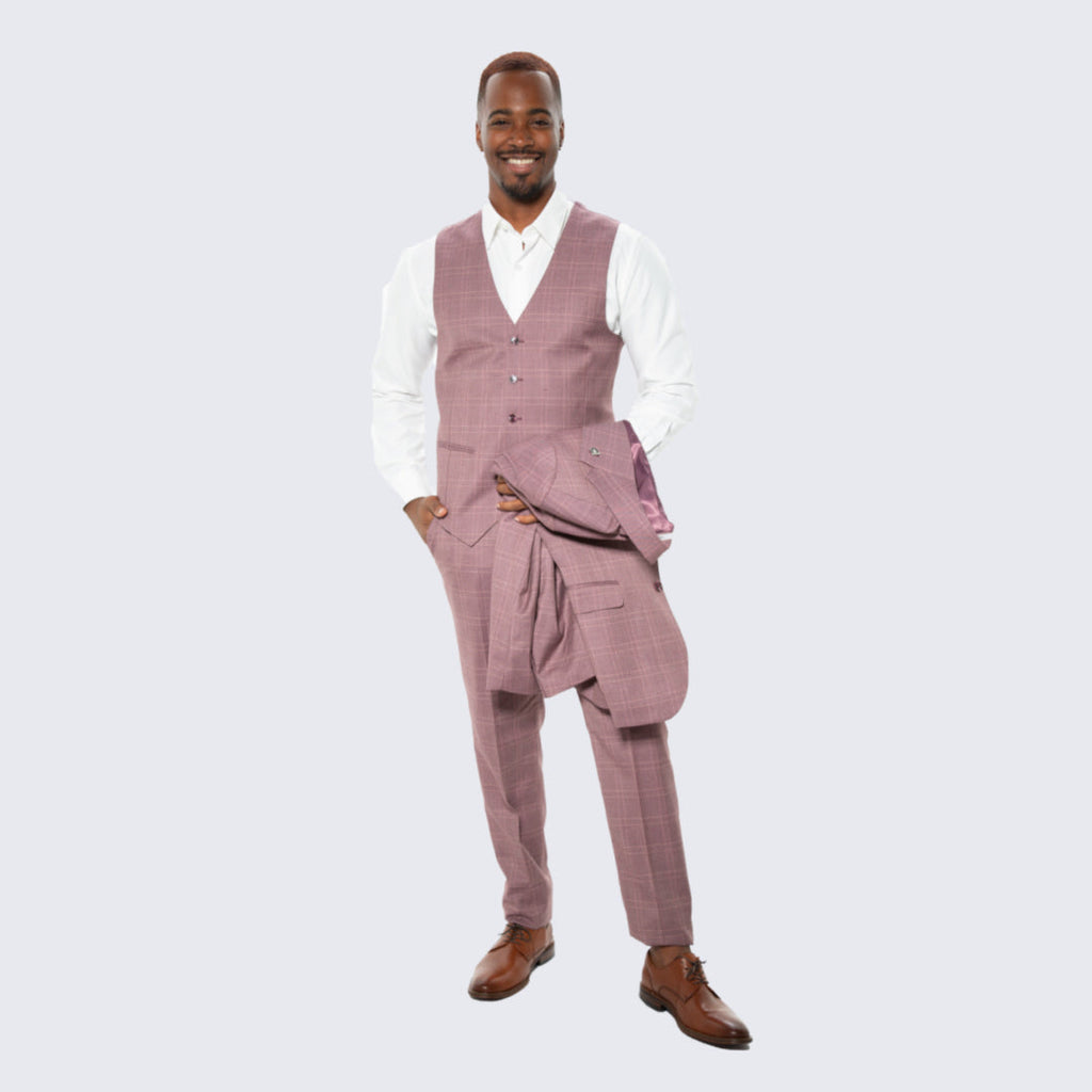 [DISCOUNTED]  Lilac Glen Check Hybrid Fit Suit by Stacy Adams - Limited Sizes