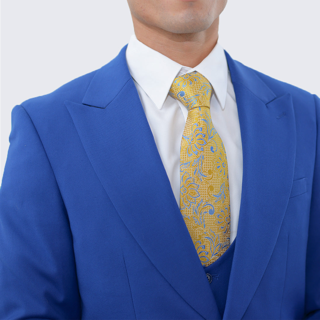 [DISCOUNTED] Indigo Slim Fit Three Piece Suit with Large Peak Lapel Stacy Adams - Limited Sizes