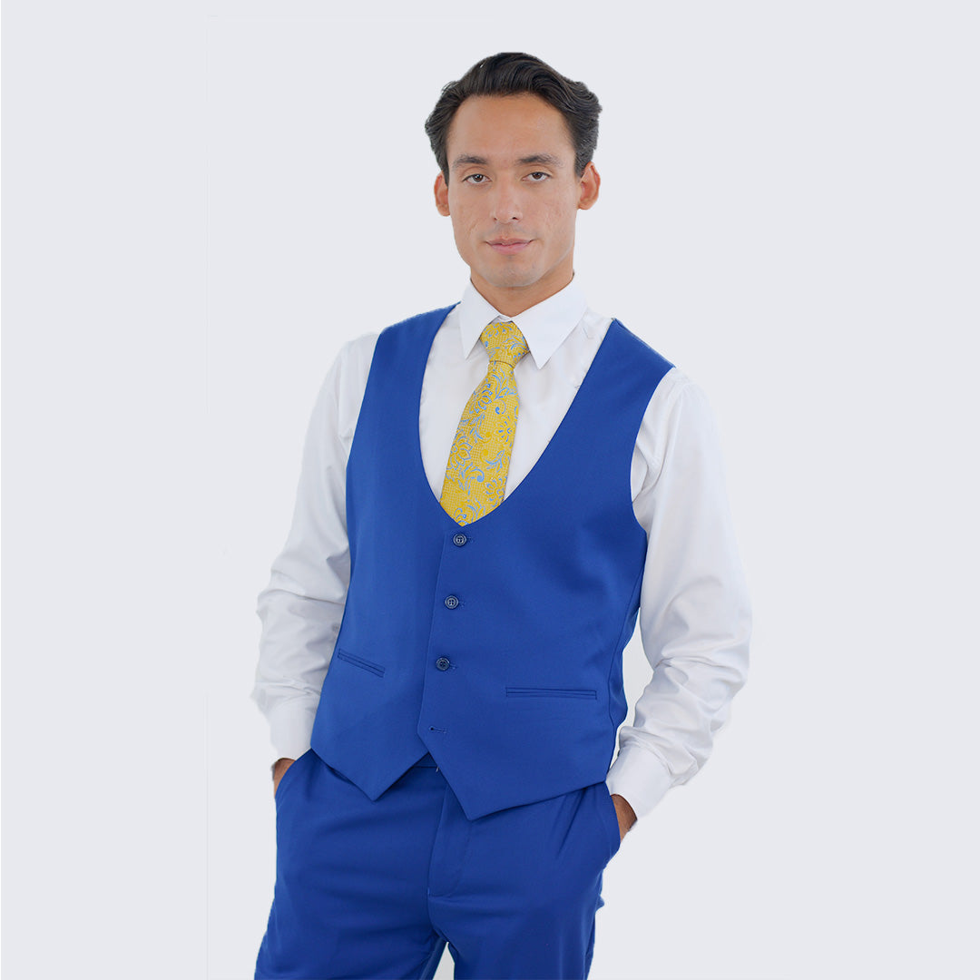 [DISCOUNTED] Indigo Slim Fit Three Piece Suit with Large Peak Lapel Stacy Adams - Limited Sizes