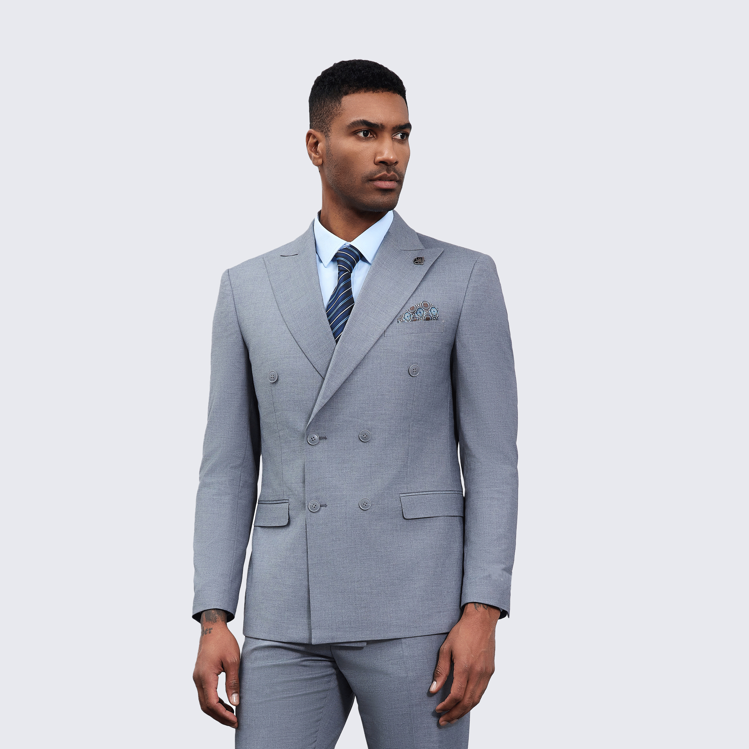 [DISCOUNTED] Men's Double Breasted Grey Suit by Stacy Adams -  Limited Sizes