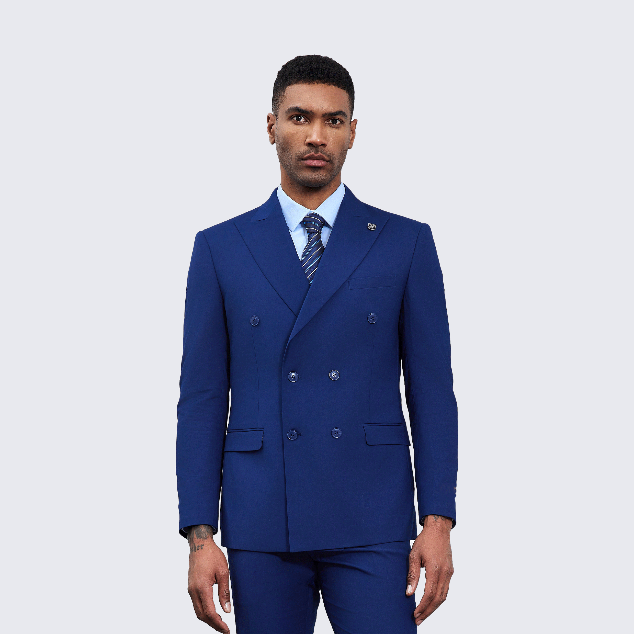[DISCOUNTED] Men's Double Breasted Blue Suit by Stacy Adams - Limited Sizes