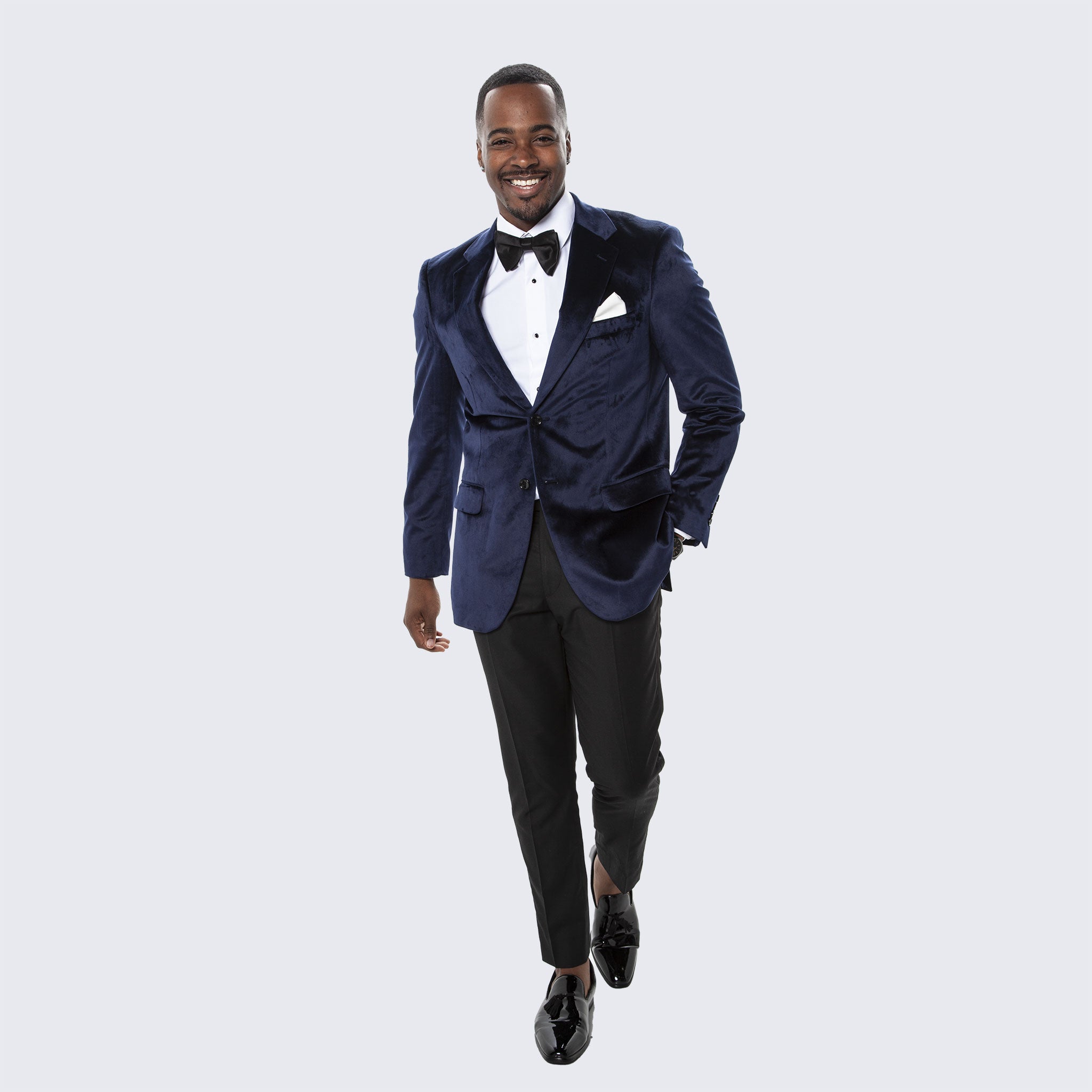 [DISCOUNTED] Navy Velvet Blazer with Notch Lapel by Stacy Adams - Limited Sizes