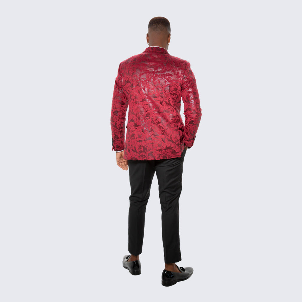 [DISCOUNTED] Red Paisley Hybrid Fit Tuxedo Jacket By Stacy Adams -  Limited Sizes