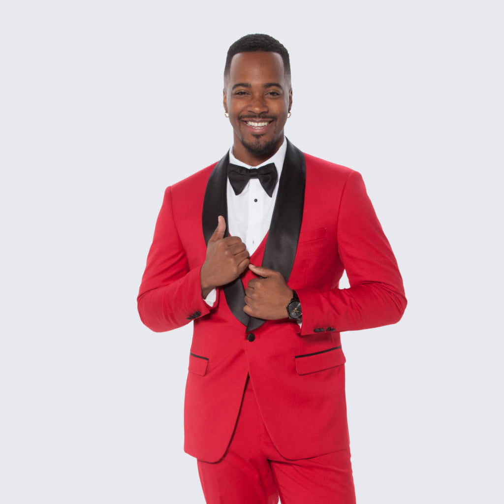 [DISCOUNTED] Red Tuxedo Slim Fit with Large Shawl Lapel by Stacy Adams - Limited Sizes