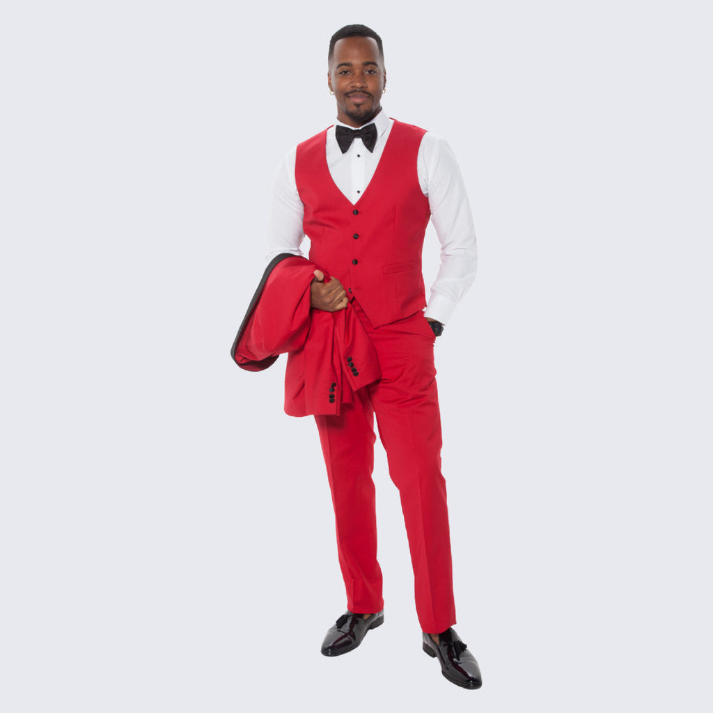 [DISCOUNTED] Red Tuxedo Slim Fit with Large Shawl Lapel by Stacy Adams - Limited Sizes