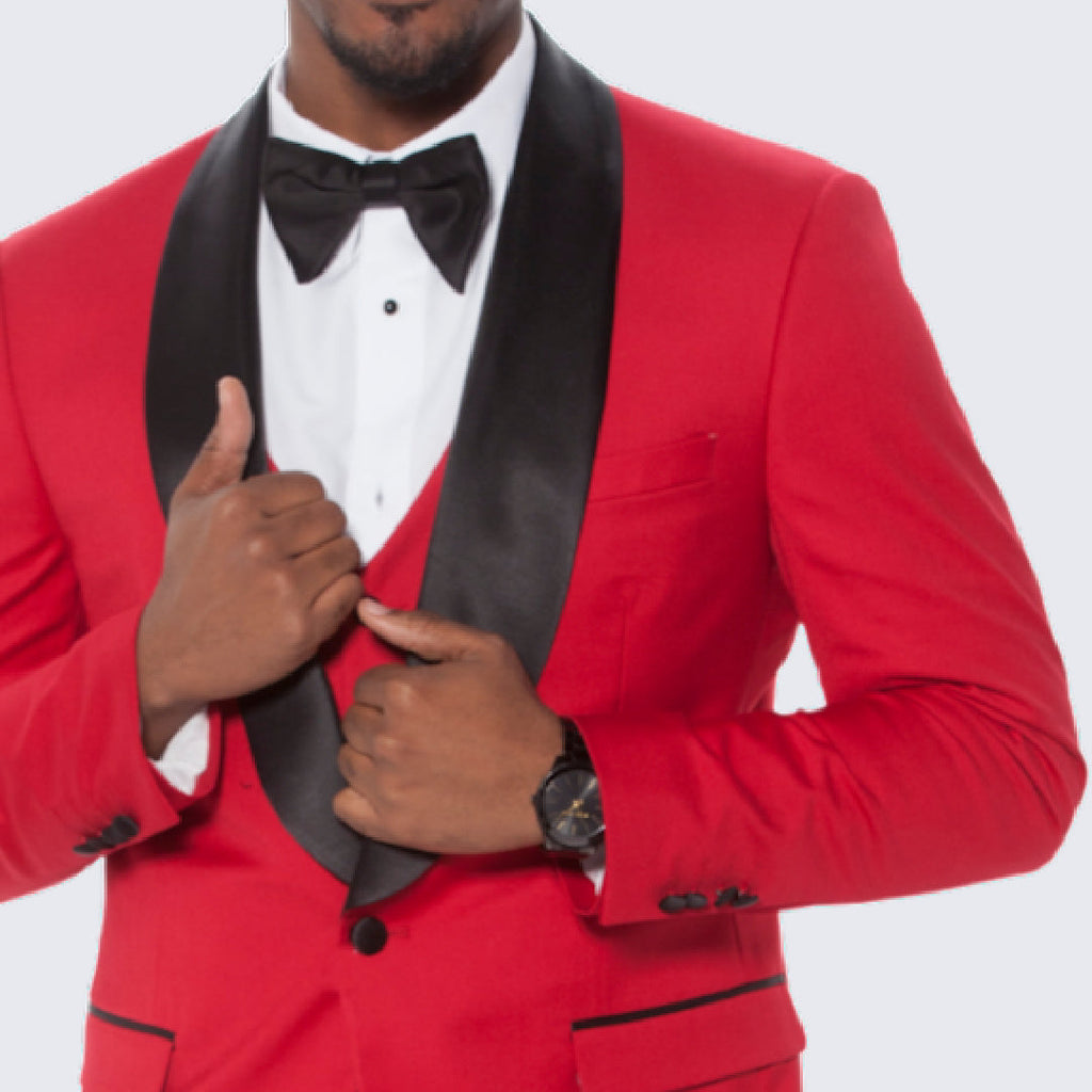 [DISCOUNTED] Red Tuxedo Slim Fit with Large Shawl Lapel by Stacy Adams - Limited Sizes