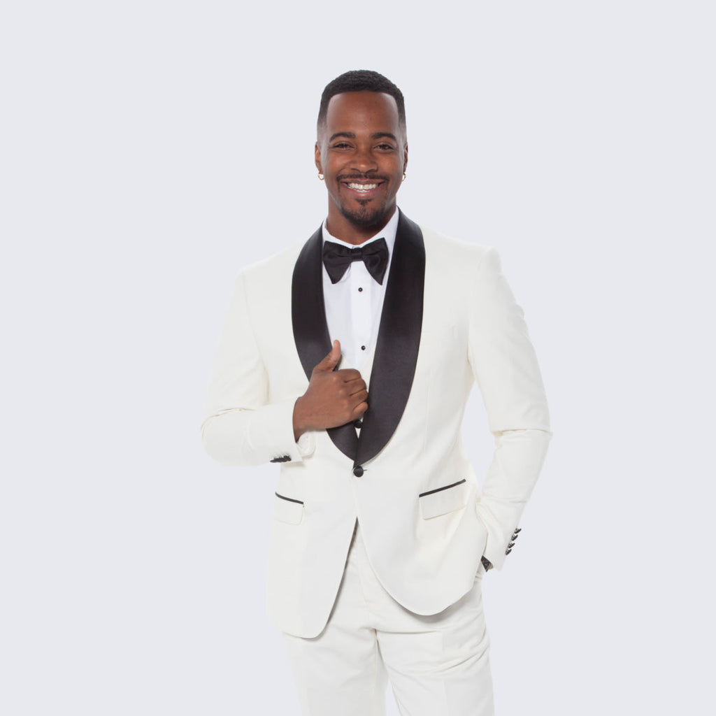 [DISCOUNTED] Ivory Tuxedo Slim Fit with Large Shawl Lapel by Stacy Adams - Limited Sizes