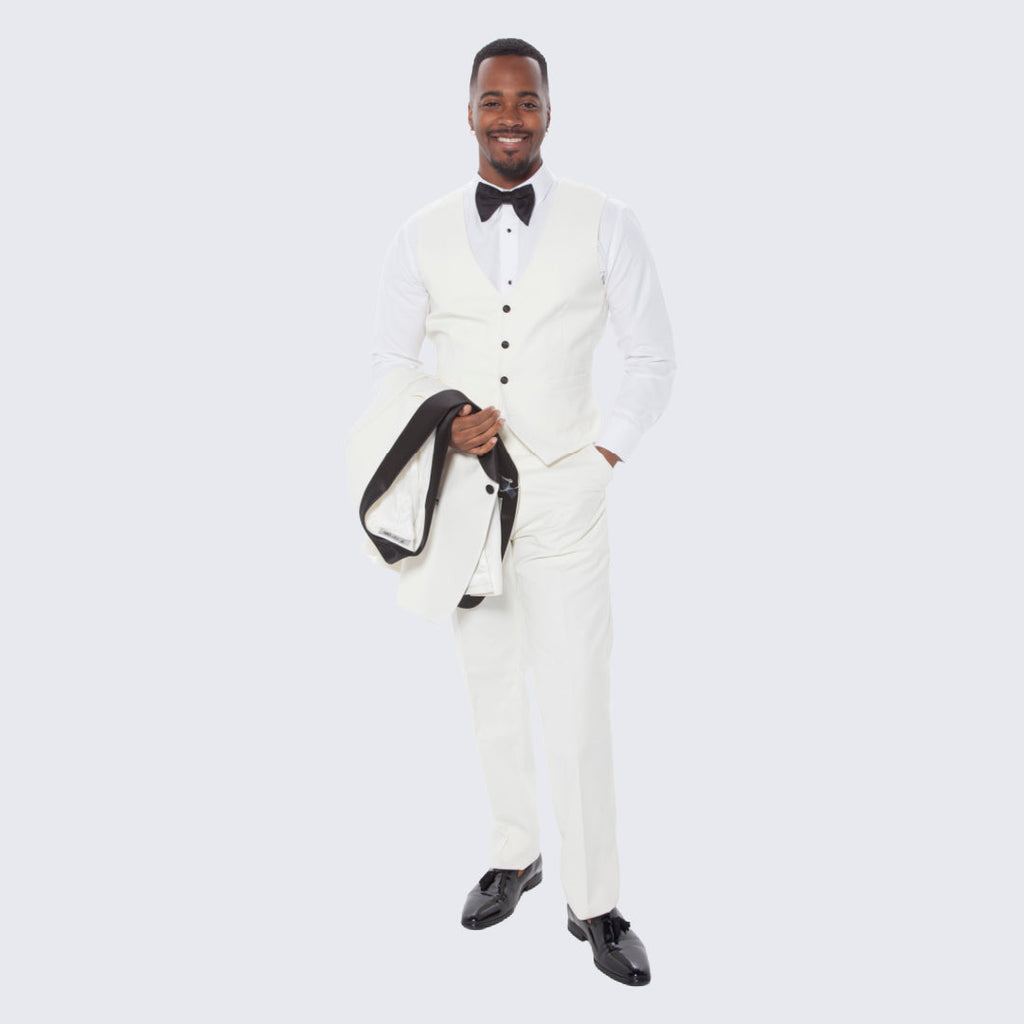 [DISCOUNTED] Ivory Tuxedo Slim Fit with Large Shawl Lapel by Stacy Adams - Limited Sizes