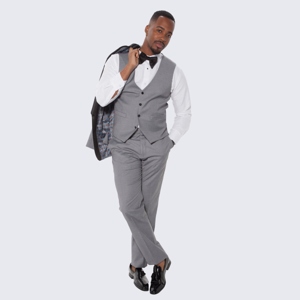 [DISCOUNTED] Grey Tuxedo Slim Fit with Large Shawl Lapel by Stacy Adams - Limited Sizes