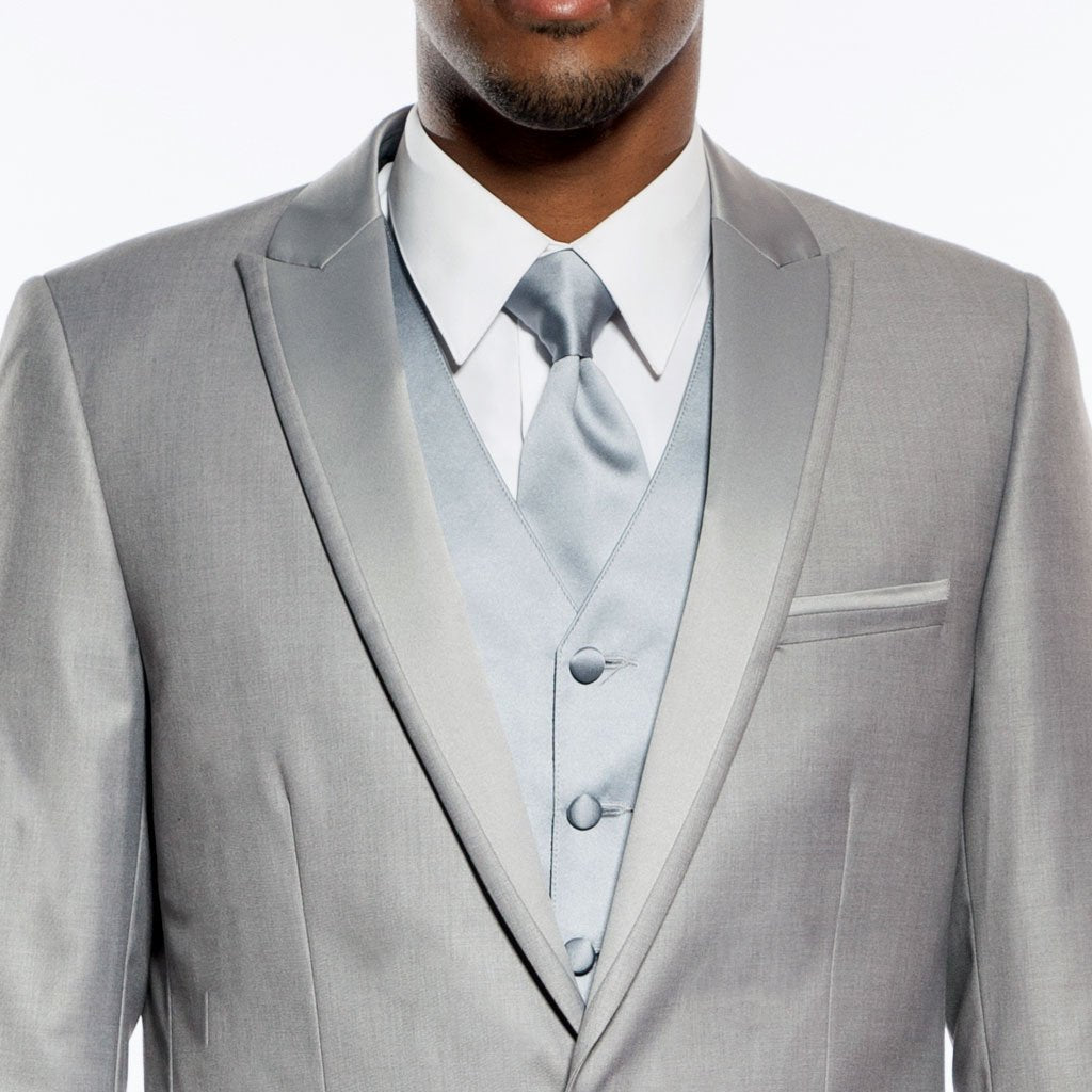 [DISCOUNTED] Light Grey Tuxedo Slim Fit One Button Peak Framed Lapel - Limited Sizes